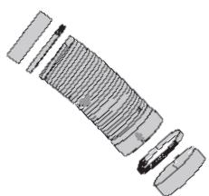 0000101979  Semi Rigid Hose Ø 75mm (Black) Including Collar (2) and Hose Clamp (2)